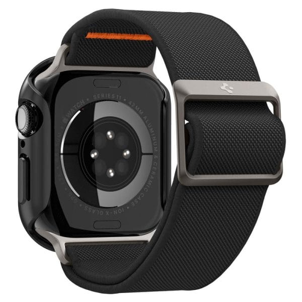 Θήκη + Λουράκι Apple Watch 12 / 11 / 10 46mm Spigen Thin Fit + Lite Fit Ultra Black (ACS11674) - Image 4