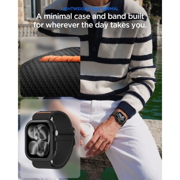 Θήκη + Λουράκι Apple Watch 12 / 11 / 10 46mm Spigen Thin Fit + Lite Fit Ultra Black (ACS11674) - Image 6