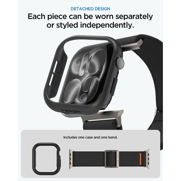 Θήκη + Λουράκι Apple Watch 12 / 11 / 10 46mm Spigen Thin Fit + Lite Fit Ultra Black (ACS11674) - Image 7