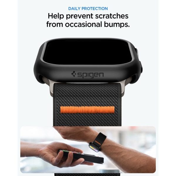 Θήκη + Λουράκι Apple Watch 12 / 11 / 10 46mm Spigen Thin Fit + Lite Fit Ultra Black (ACS11674) - Image 9