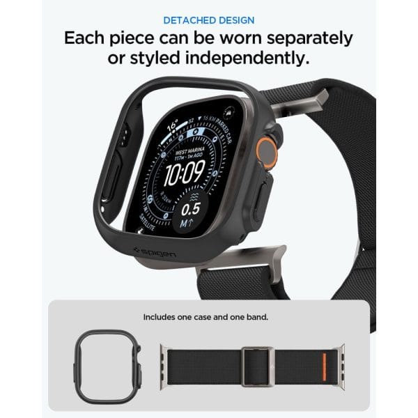 Θήκη + Λουράκι Apple Watch Ultra 4 / 3 / 2 / 1 49mm Spigen Thin Fit + Lite Fit Ultra Black (ACS11672) - Image 7