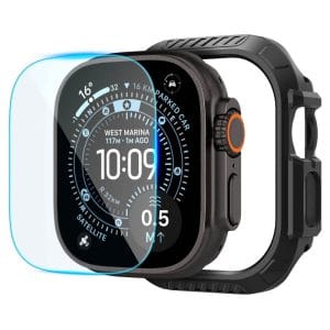 Σετ θήκης και τζαμιού προστασίας Spigen Lock Fit για Apple Watch Ultra 4 / 3 / 2 / 1 49mm, μαύρο