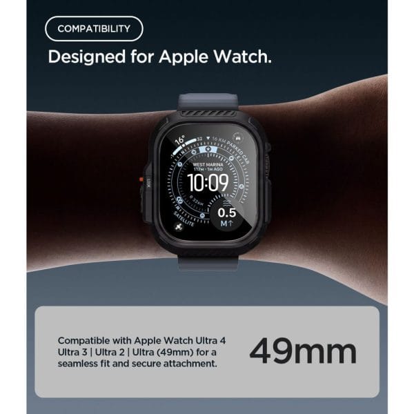 Θήκη + Τζάμι Προστασίας Apple Watch Ultra 4 / 3 / 2 / 1 49mm Spigen Lock Fit Black (ACS12054) - Image 5