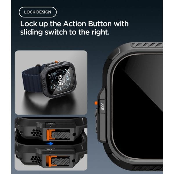 Θήκη + Τζάμι Προστασίας Apple Watch Ultra 4 / 3 / 2 / 1 49mm Spigen Lock Fit Black (ACS12054) - Image 7