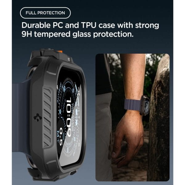 Θήκη + Τζάμι Προστασίας Apple Watch Ultra 4 / 3 / 2 / 1 49mm Spigen Lock Fit Black (ACS12054) - Image 10