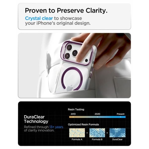 Θήκη iPhone 18 Pro Max / 17 Pro Max Spigen Ultra Hybrid Optik S MagSafe Clear / Burgundy - Image 11