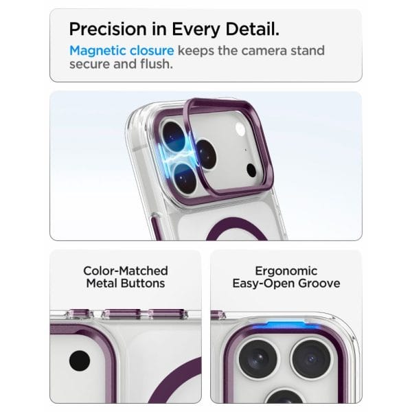 Θήκη iPhone 18 Pro Max / 17 Pro Max Spigen Ultra Hybrid Optik S MagSafe Clear / Burgundy - Image 6