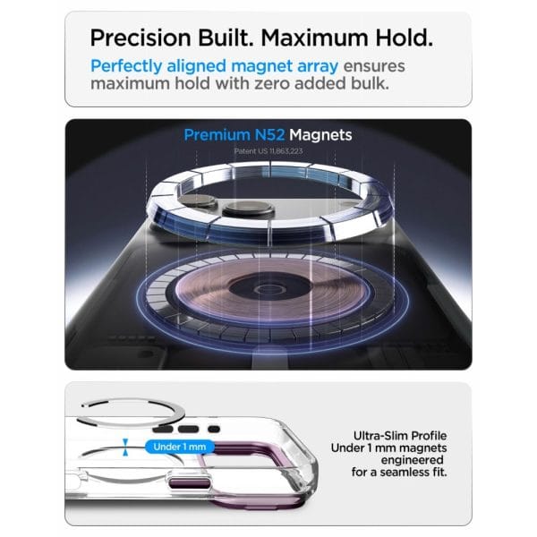 Θήκη iPhone 18 Pro Max / 17 Pro Max Spigen Ultra Hybrid Optik S MagSafe Clear / Burgundy - Image 9