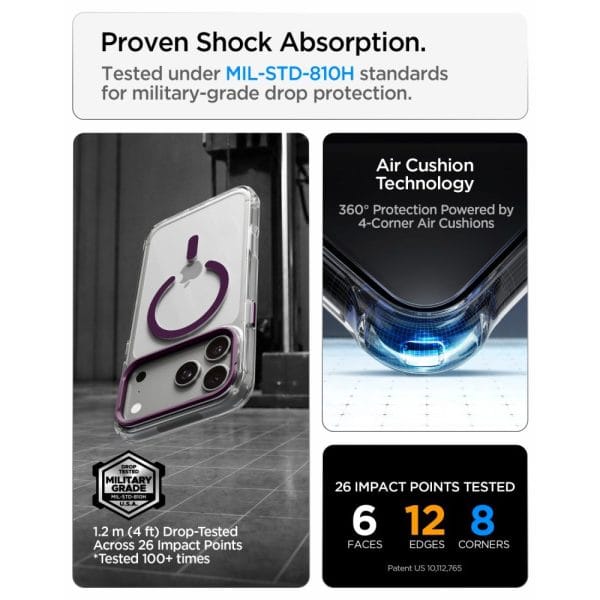Θήκη iPhone 18 Pro Max / 17 Pro Max Spigen Ultra Hybrid Optik S MagSafe Clear / Burgundy - Image 10