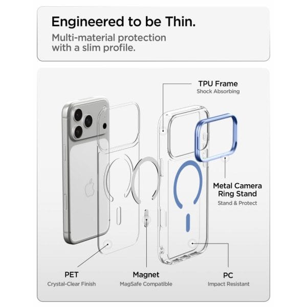Θήκη iPhone 18 Pro Max / 17 Pro Max Spigen Ultra Hybrid Optik S MagSafe Clear / Light Blue - Image 7
