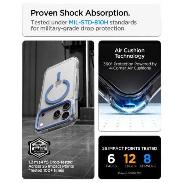 Θήκη iPhone 18 Pro Max / 17 Pro Max Spigen Ultra Hybrid Optik S MagSafe Clear / Light Blue - Image 10
