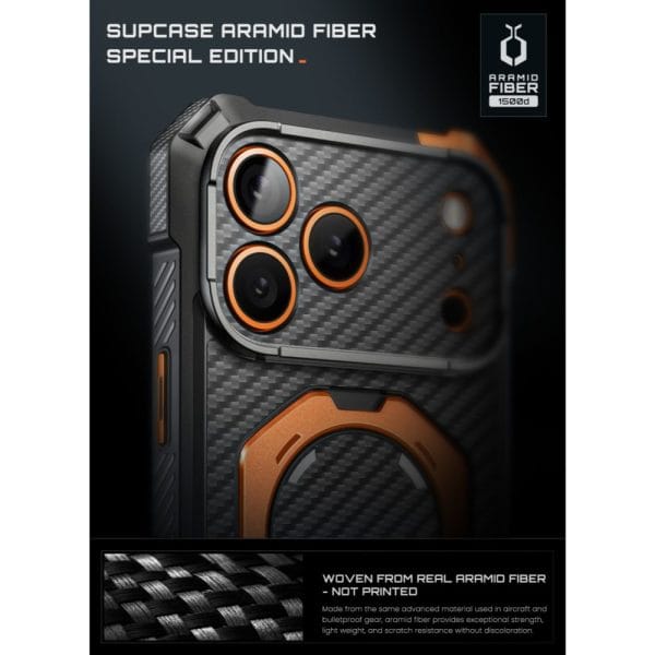 Θήκη iPhone 18 Pro Max / 17 Pro Max Supcase UB Grip Mag MagSafe Aramid Black/Orange - Image 9