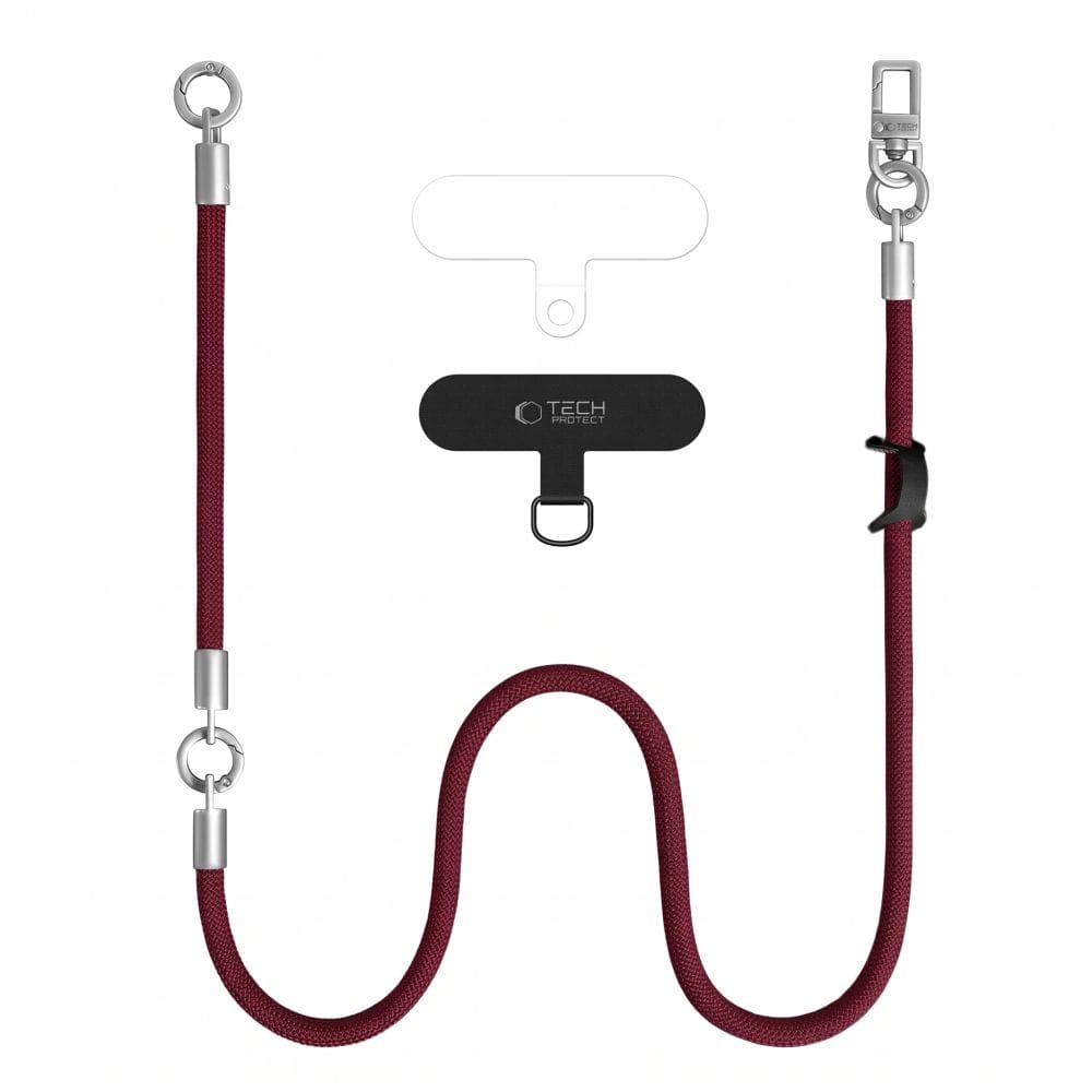 Λουράκι Λαιμού & Καρπού Κινητού Tech-Protect C10S Rope Crossbody & Wrist Burgundy/Titanium - Image 3