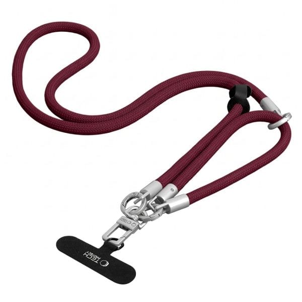 Λουράκι Λαιμού & Καρπού Κινητού Tech-Protect C10S Rope Crossbody & Wrist Burgundy/Titanium - Image 5