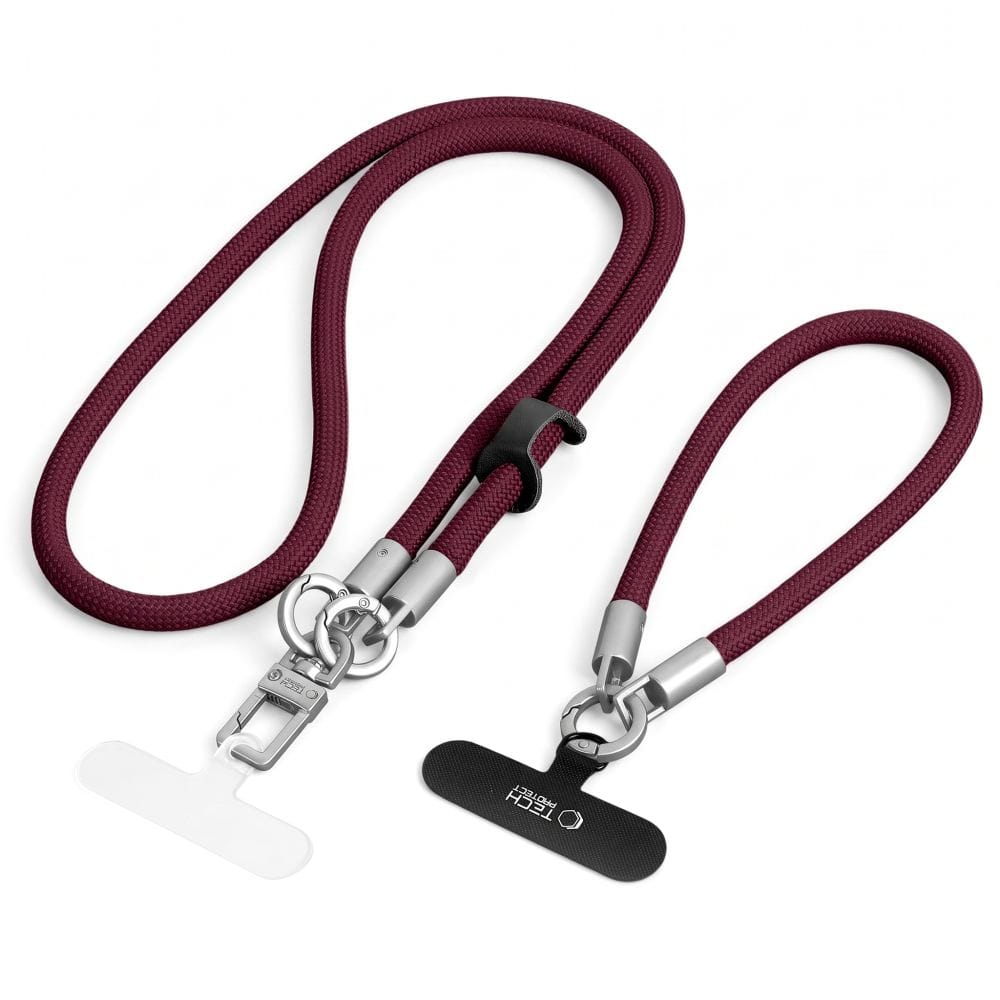 Λουράκι Λαιμού & Καρπού Κινητού Tech-Protect C10S Rope Crossbody & Wrist Burgundy/Titanium