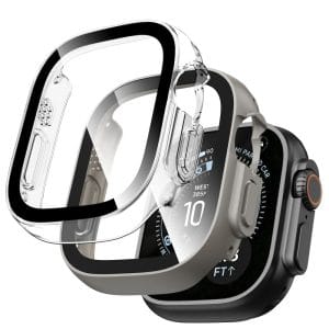 Θήκες Apple Watch Ultra 1/2/3/4 49mm Tech-Protect Defense 2-Pack Titanium & Clear