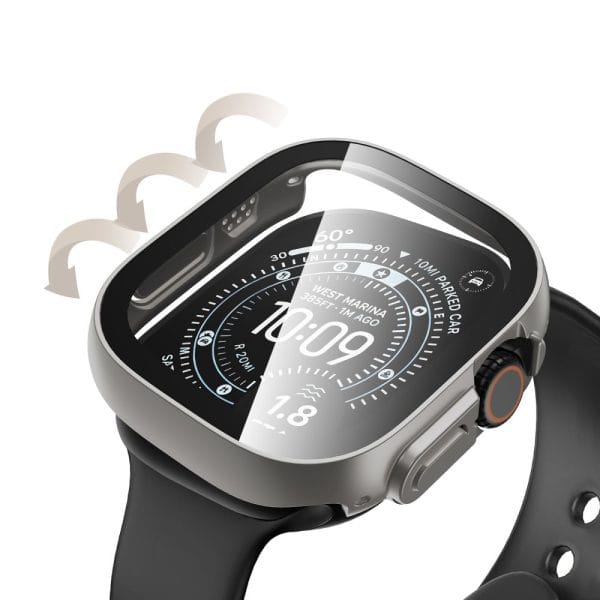 Θήκες Apple Watch Ultra 1/2/3/4 49mm Tech-Protect Defense 2-Pack Titanium & Clear - Image 5