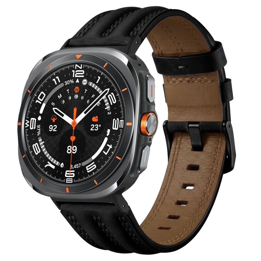 Δερμάτινο Λουράκι Samsung Galaxy Watch Ultra / Ultra2 47mm Tech-Protect LeatherFit Craft Black - Image 2
