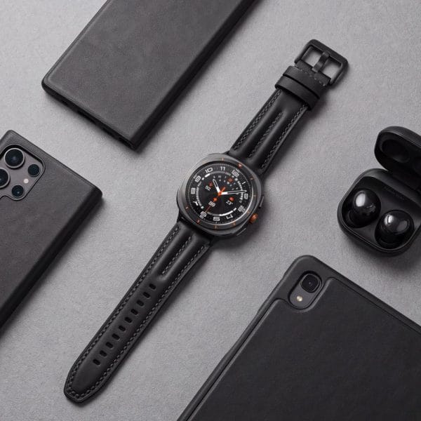 Δερμάτινο Λουράκι Samsung Galaxy Watch Ultra / Ultra2 47mm Tech-Protect LeatherFit Craft Black - Image 5