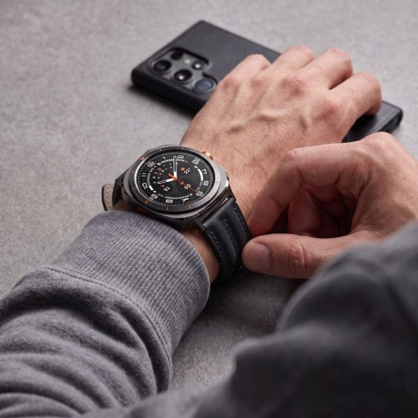 Δερμάτινο Λουράκι Samsung Galaxy Watch Ultra / Ultra2 47mm Tech-Protect LeatherFit Craft Black - Image 8
