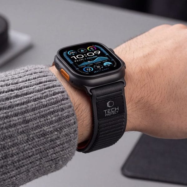 Λουράκι Apple Watch 44/45/46/49mm Tech-Protect Nylon Elite Black/Orange - Image 7