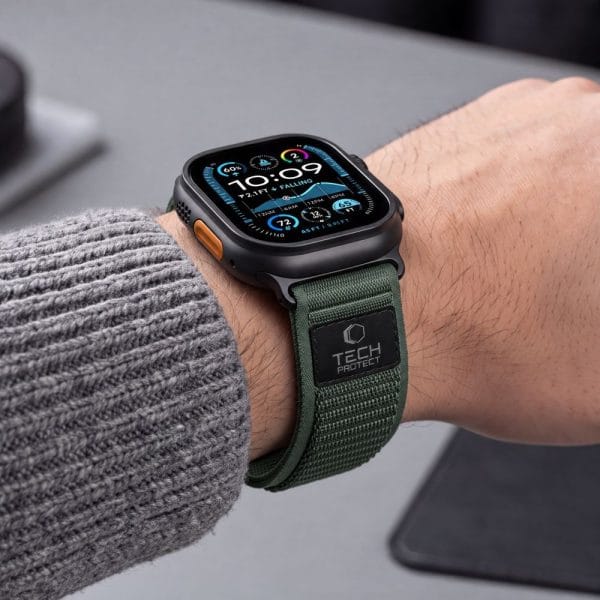 Λουράκι Apple Watch 44/45/46/49mm Tech-Protect Nylon Elite Green/Orange - Image 7