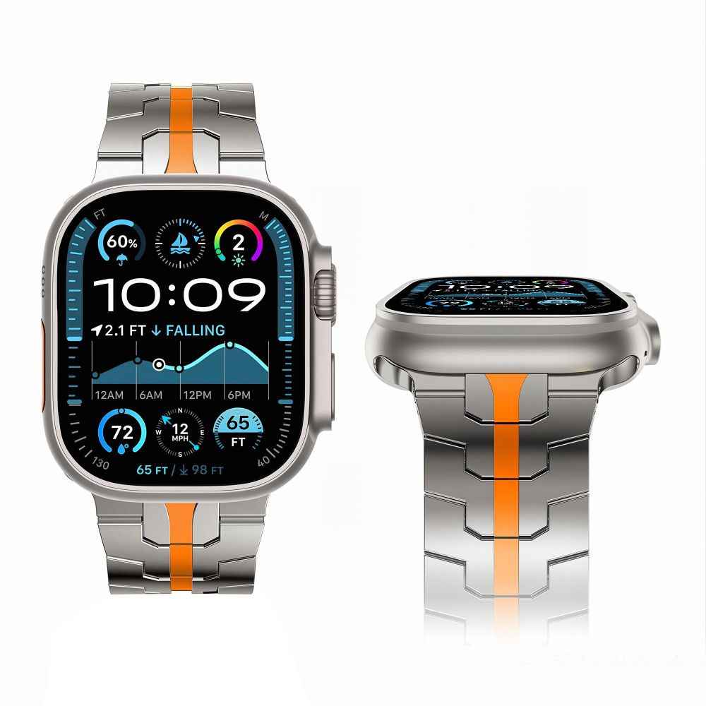 Μεταλλικό Λουράκι Apple Watch 44/45/46/49mm Tech-Protect Stainless Titanium/Orange - Image 3