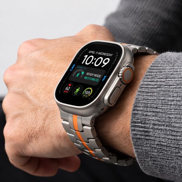 Μεταλλικό Λουράκι Apple Watch 44/45/46/49mm Tech-Protect Stainless Titanium/Orange - Image 6