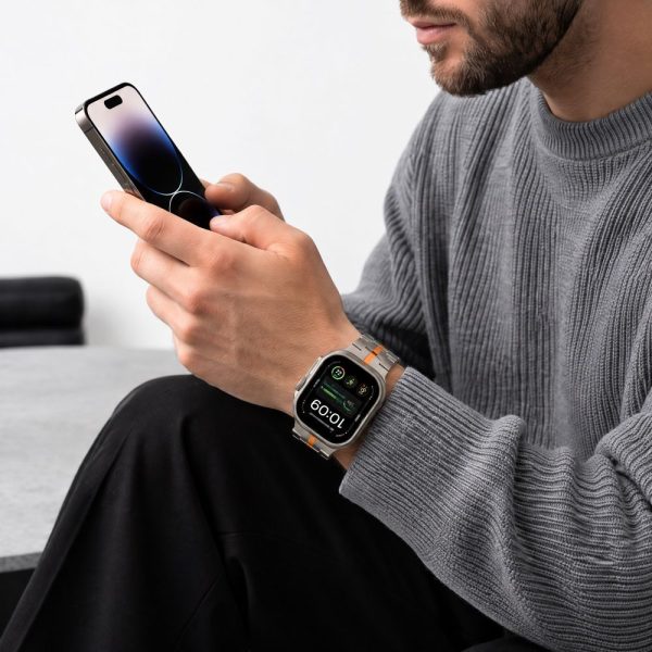 Μεταλλικό Λουράκι Apple Watch 44/45/46/49mm Tech-Protect Stainless Titanium/Orange - Image 7
