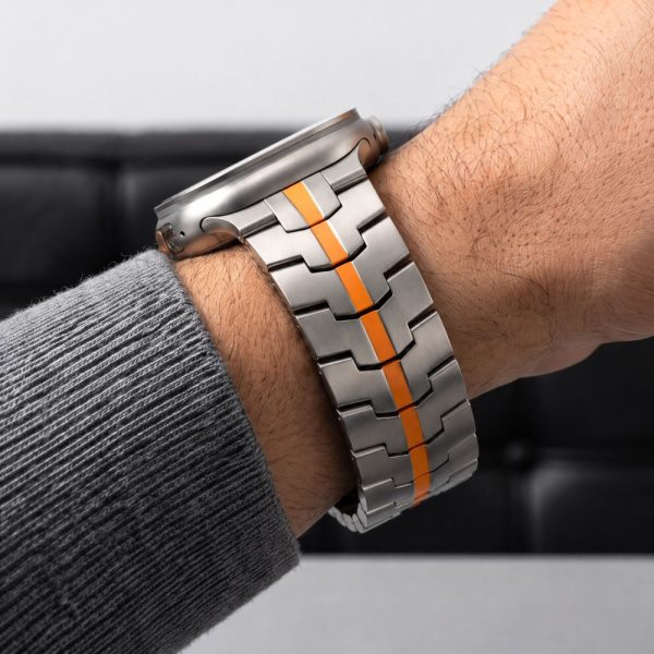 Μεταλλικό Λουράκι Apple Watch 44/45/46/49mm Tech-Protect Stainless Titanium/Orange - Image 8