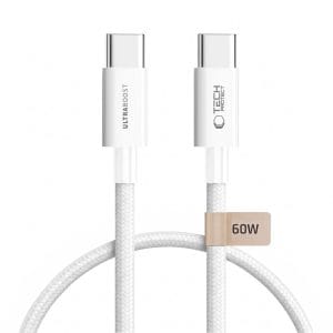 Λευκό καλώδιο USB-C σε USB-C Tech-Protect UltraBoost Lite 60W 3A μήκους 50cm
