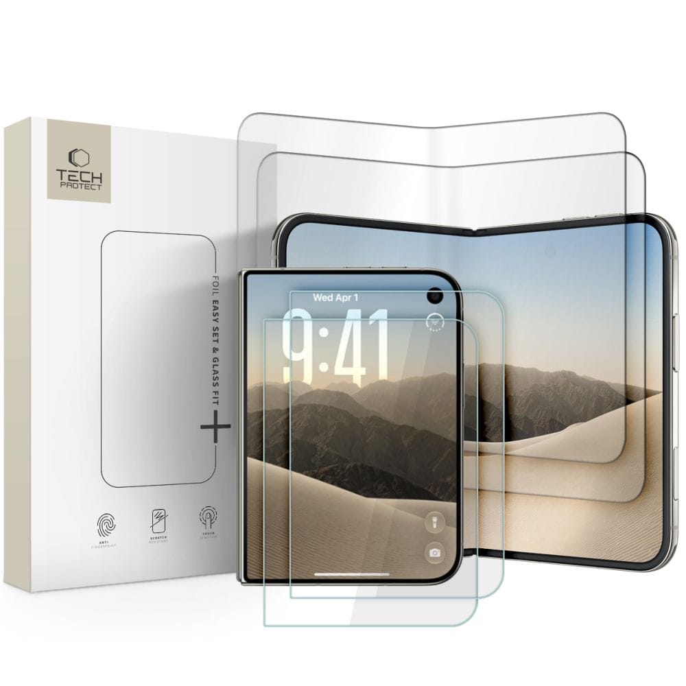 Σετ Προστασίας Οθόνης iPhone Duo Tech-Protect Easy Set Foil & Glass Fit+ 4 σε 1 Clear