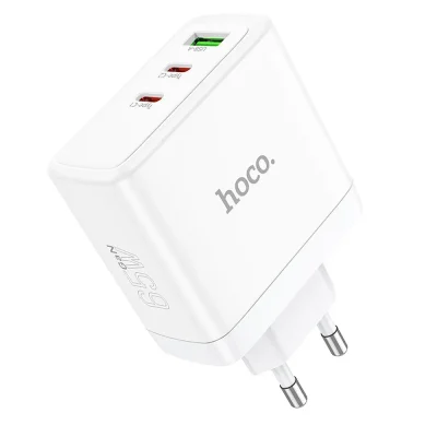 hoco-n30-glory-gan-wall-charger-65w-dual-type-c-usb-a-white-6942007621069